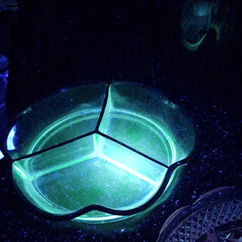 Luminous Green Art Glass Bowl Glows